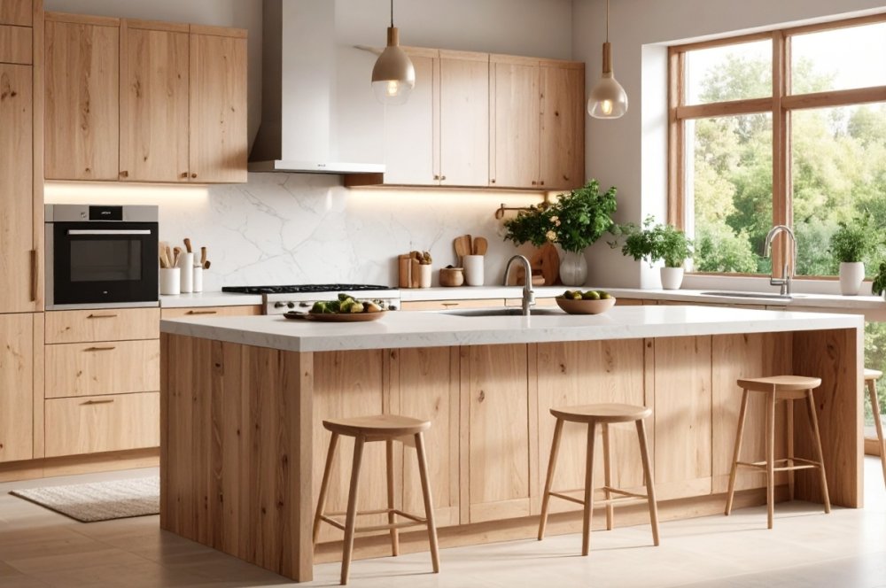 Masif Ahşap Mutfak Dolapları